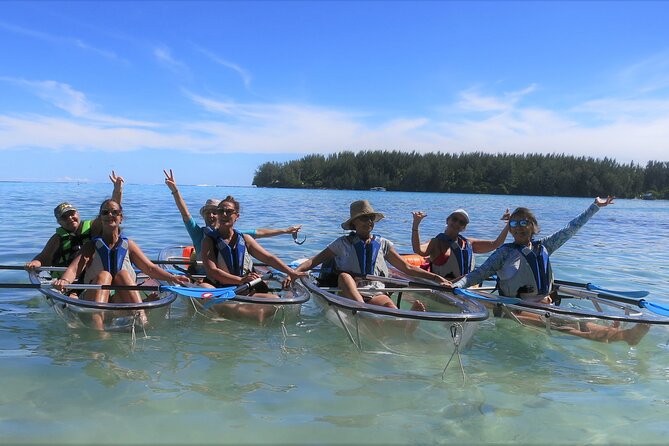 Eco guided excursion to the lagoon of Moorea in transparent kayak 1/2 day morning - Snorkeling with a sandbank break