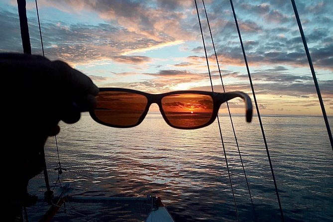 PRIVATE Sunset Cruise : Moorea Sailing on a Catamaran named Taboo - Crossing the outer reef toward open ocean