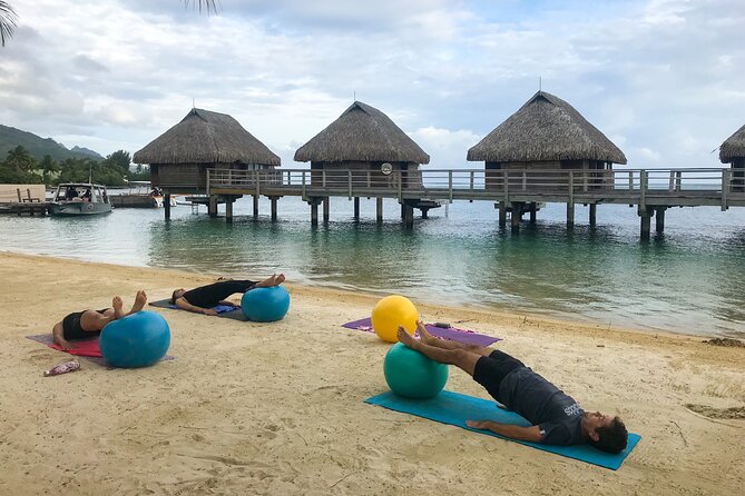 Yoga on the paradise beach of Manava Moorea - Cindy’s teaching style suits mixed abilities